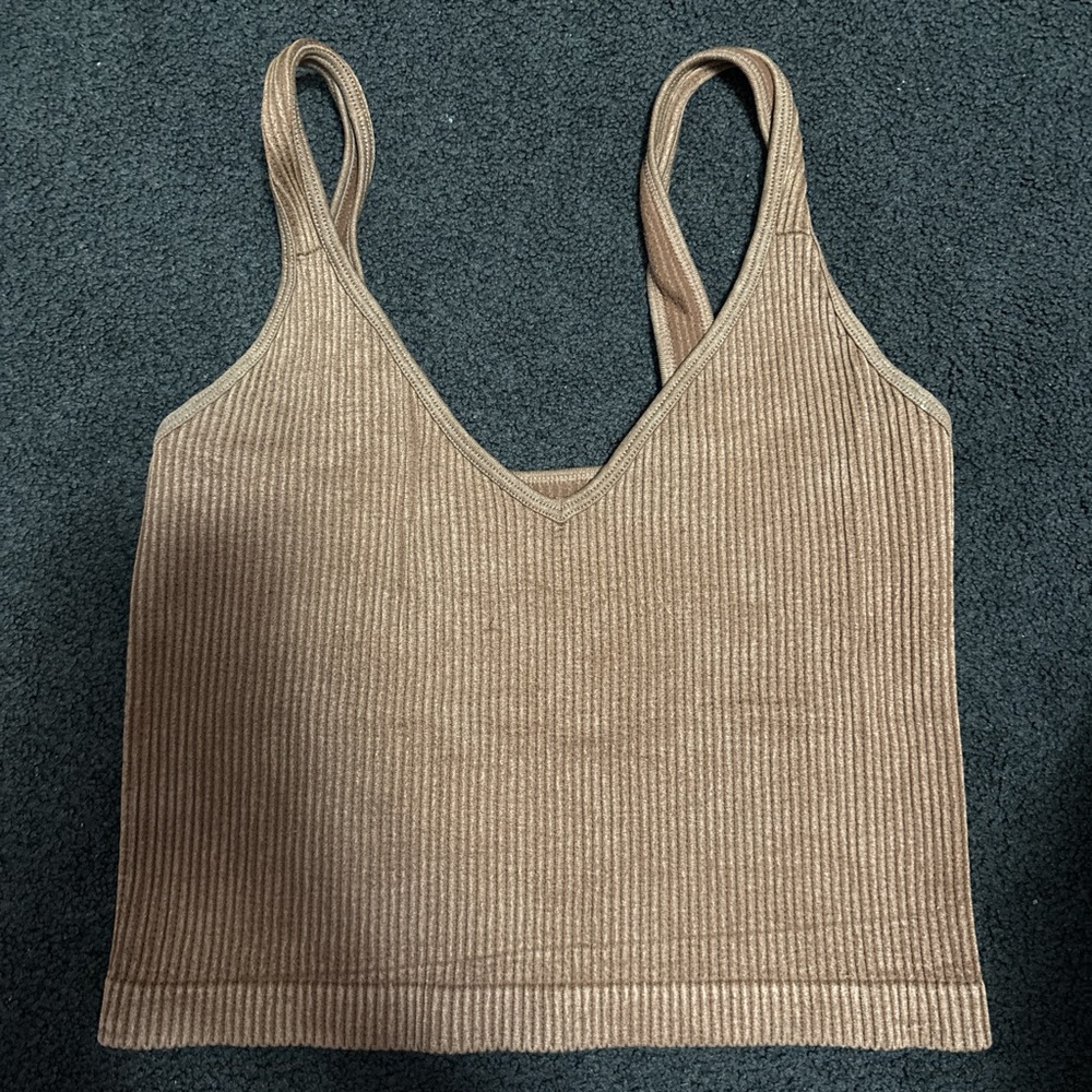 Tan Ribbed Women's Top
